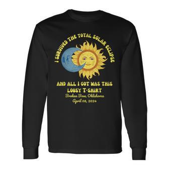 Total Solar Eclipse Broken Bow Oklahoma April 8 2024 Retro Long Sleeve T-Shirt - Seseable