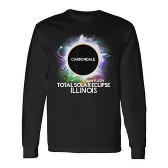 Total Solar Eclipse Carbondale Illinois 2024 Colorful Sun Long Sleeve T-Shirt - Monsterry UK