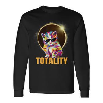 Total Solar Eclipse Cat Totality April 8 2024 Novelty Long Sleeve T-Shirt - Monsterry