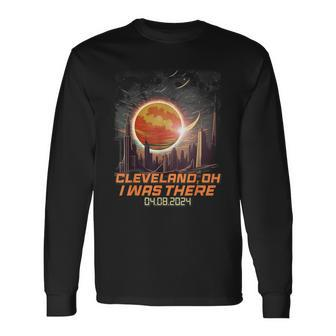 Total Solar Eclipse Cityscape Cleveland Ohio Oh Long Sleeve T-Shirt - Monsterry