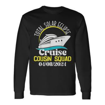 Total Solar Eclipse Cruise Cousin Squad 2024 Cruise Vacation Long Sleeve T-Shirt - Thegiftio UK