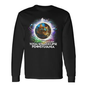Total Solar Eclipse Erie Pennsylvania 2024 Cat Totality Long Sleeve T-Shirt | Mazezy