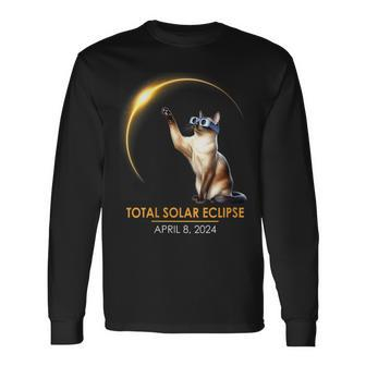 Total Solar Eclipse Glasses Siamese Cat Long Sleeve T-Shirt | Mazezy
