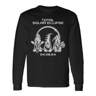 Total Solar Eclipse Gnomes Cute Totality Party April 2024 Long Sleeve T-Shirt - Seseable