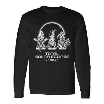 Total Solar Eclipse Gnomes Totality Party 2024 Matching Long Sleeve T-Shirt - Monsterry