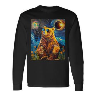 Total Solar Eclipse Grizzly Bear Long Sleeve T-Shirt - Seseable