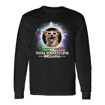 Total Solar Eclipse Indianapolis Indiana 2024 Astronomy Dog Long Sleeve T-Shirt - Monsterry