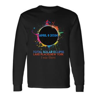 Total Solar Eclipse Lake Placid New York 2024 I Was There Long Sleeve T-Shirt - Monsterry DE