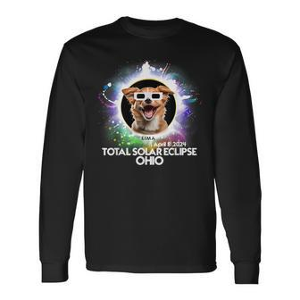 Total Solar Eclipse Lima Ohio 2024 Astronomy Dog Long Sleeve T-Shirt - Monsterry DE