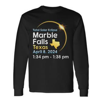 Total Solar Eclipse In Marble Falls Texas On April 08 2024 Long Sleeve T-Shirt | Mazezy