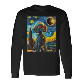 Total Solar Eclipse Poodle Dog Long Sleeve T-Shirt - Monsterry