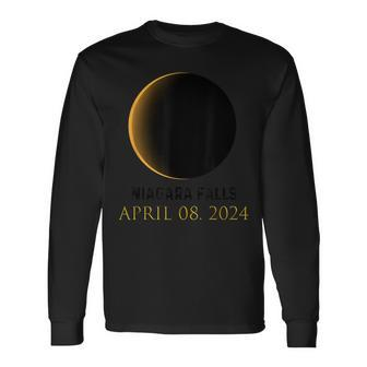 Total Solar Eclipse Spring April 8 2024 Niagara Falls Long Sleeve T-Shirt | Mazezy