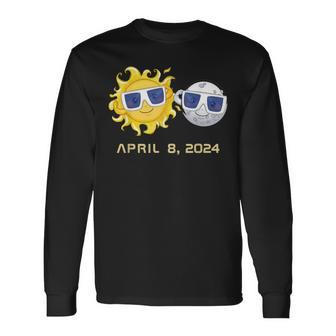 Total Solar Eclipse Sun And Moon 8 April 2024 Long Sleeve T-Shirt - Monsterry