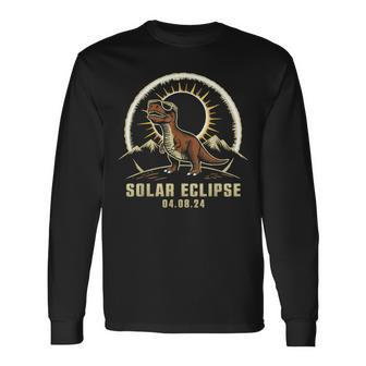 Total Solar Eclipse T-Rex April 8 2024 America Solar Eclipse Long Sleeve T-Shirt | Mazezy