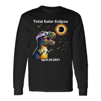 Total Solar Eclipse T-Rex April 8 2024 America Solar Eclipse Long Sleeve T-Shirt | Mazezy