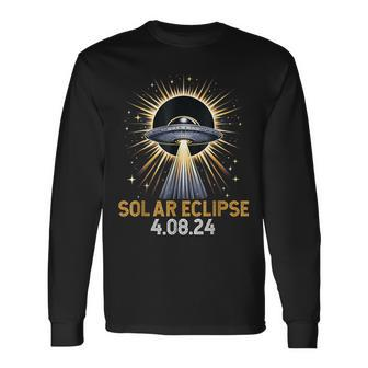Total Solar Eclipse Ufo April 8 2024 Solar Eclipse Alien Long Sleeve T-Shirt - Seseable