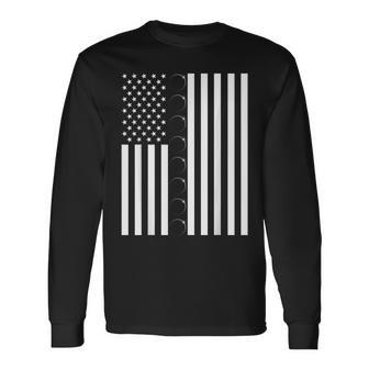 Total Solar Eclipse Us American Flag 04082024 Totality Long Sleeve T-Shirt | Mazezy CA