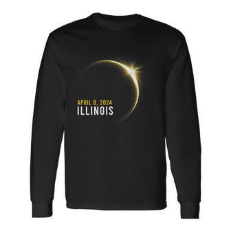 Totality 04 08 2024 Total Solar Eclipse 2024 Illinois Long Sleeve T-Shirt - Monsterry DE