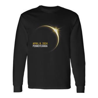 Totality 04 08 24 Total Solar Eclipse 2024 Pennsylvania Long Sleeve T-Shirt - Monsterry