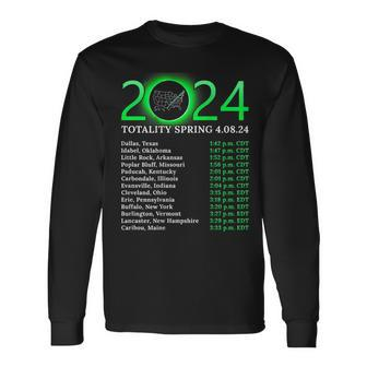 Totality Path 2024 American Total Eclipse Map On Back Long Sleeve T-Shirt - Monsterry UK