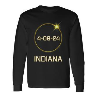 Totality Path 2024 Indiana Total Eclipse Pocket Long Sleeve T-Shirt - Monsterry UK