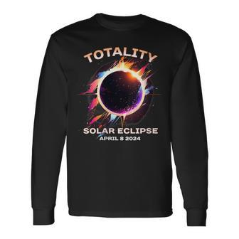 Totality Solar Eclipse April 8 2024 Event Souvenir Graphic Long Sleeve T-Shirt - Thegiftio UK
