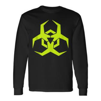 Toxic Lime Green Biohazard Symbol Long Sleeve T-Shirt - Monsterry