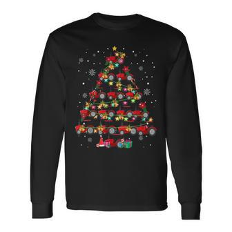 Tractor Christmas Tree Tractor Lover Farmer X-Mas Long Sleeve T-Shirt - Monsterry