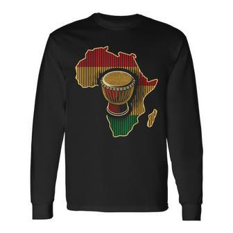 Traditional African Drumming Black History African Drum Long Sleeve T-Shirt - Monsterry UK