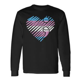 Transgender Heart Pride Flag Lgbtq Inspirational Lgbt Long Sleeve T-Shirt - Monsterry CA