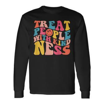 Treat People With Kindness Trendy Preppy Words On Back Long Sleeve T-Shirt - Thegiftio UK