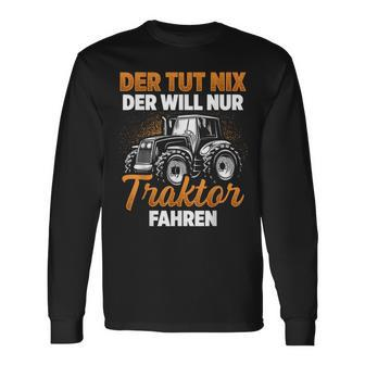 Trecker Der Tut Nix Der Will Nur Traktor Fahren Men's Black Langarmshirts - Seseable