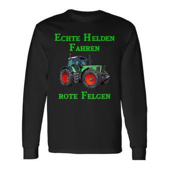 Trecker Echte Helden Fahren Rote Felgen Vintage Black Langarmshirts - Seseable