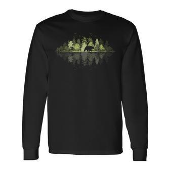Trees Reflection Wildlife Nature Animal Bear Outdoor Forest Long Sleeve T-Shirt - Monsterry AU