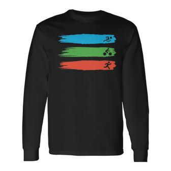 Triathlon Lover Graphic Swimming Cycling Running Long Sleeve T-Shirt | Mazezy