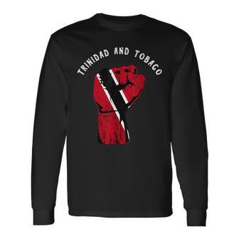 Trinidad And Tobago Hand Fist Tobagonian Pride Roots Long Sleeve T-Shirt - Monsterry CA