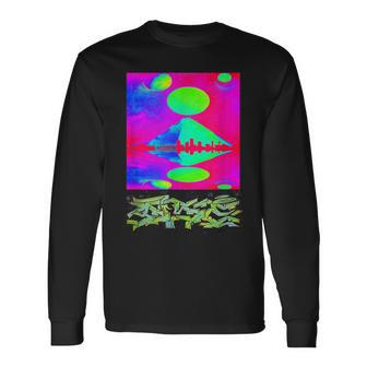 Trippy Pyramid Planets Space Crew Graffiti Themed Style Long Sleeve T-Shirt - Monsterry