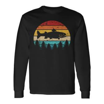 Trout Vintage Retro Long Sleeve T-Shirt - Monsterry