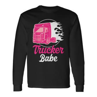 Trucker Babe Truck Driver And Trucker Langarmshirts - Seseable