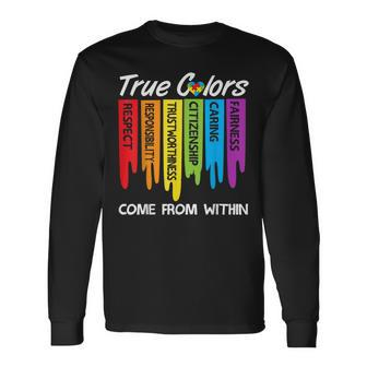 True Colors Heart Puzzle Inspirational Autism Awareness Long Sleeve T-Shirt - Monsterry