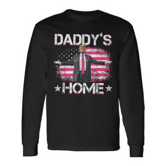 Trump 2024 Daddys Home Trump Pink Long Sleeve T-Shirt | Mazezy