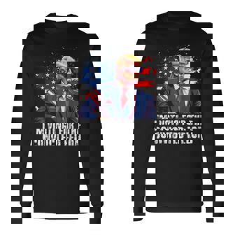 Trump Sunglasses Us Flag I Am Voting Convicted Felon Long Sleeve T-Shirt | Mazezy