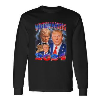 Trump Votemaxing 2024 Looksmaxxing Mewing Meme Long Sleeve T-Shirt - Seseable