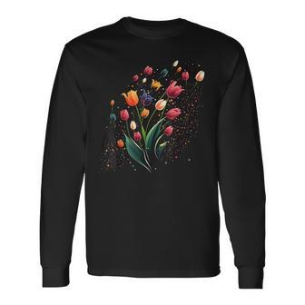 Tulip Bouquet On Tulip Long Sleeve T-Shirt - Monsterry
