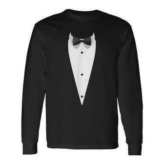 Tuxedo With Bowtie For Wedding And Special Occasions Long Sleeve T-Shirt - Monsterry CA