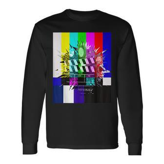 Tv Test Pattern Color Bars Tv Static And Vintage Tv Long Sleeve T-Shirt - Monsterry