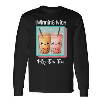 Twinning With My Bestie Spirit Week Twin Day Bes Tea Boba Long Sleeve T-Shirt | Mazezy