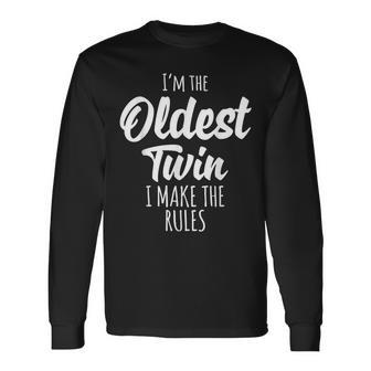 Twins Matching Birthday Outfit For Twins Oldest Twin Long Sleeve T-Shirt - Monsterry CA