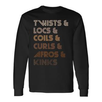 Twists Locs Coils Curls Afros Kinks Natural Hair Descriptive Long Sleeve T-Shirt - Monsterry UK