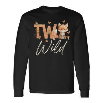 Two Wild Fox Woodland Animal 2Nd Birthday 2 Year Old Long Sleeve T-Shirt | Mazezy